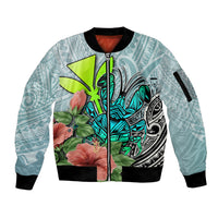 Polynesian Hawaii Sleeve Zip Bomber Jacket Kanaka with Crab Tribal tattoo - Wonder Print Shop