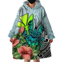 Polynesian Hawaii Wearable Blanket Hoodie Kanaka with Crab Tribal tattoo - Wonder Print Shop