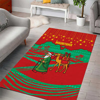 Mauritania Christmas Area Rug with Santa Claus Camel Gift Boxes Starry Sky and Desert Pattern Design - Wonder Print Shop