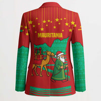 Mauritania Christmas Blazer with Santa Claus Camel Gift Boxes Starry Sky and Desert Pattern Design - Wonder Print Shop