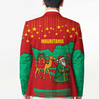 Mauritania Christmas Blazer with Santa Claus Camel Gift Boxes Starry Sky and Desert Pattern Design - Wonder Print Shop