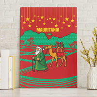 Mauritania Christmas Canvas Wall Art with Santa Claus Camel Gift Boxes Starry Sky and Desert Pattern Design - Wonder Print Shop