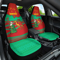 Mauritania Christmas Car Seat Cover with Santa Claus Camel Gift Boxes Starry Sky and Desert Pattern Design - Wonder Print Shop