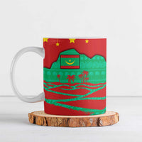 Mauritania Christmas Ceramic Mug with Santa Claus Camel Gift Boxes Starry Sky and Desert Pattern Design - Wonder Print Shop