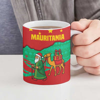 Mauritania Christmas Ceramic Mug with Santa Claus Camel Gift Boxes Starry Sky and Desert Pattern Design - Wonder Print Shop