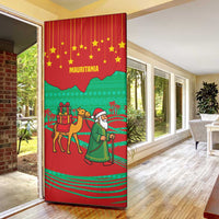Mauritania Christmas Door Cover with Santa Claus Camel Gift Boxes Starry Sky and Desert Pattern Design - Wonder Print Shop
