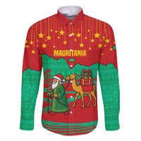 Mauritania Christmas Family Matching Off The Shoulder Long Sleeve Dress and Hawaiian Shirt with Santa Claus Camel Gift Boxes Starry Sky and Desert Pattern Design - Wonder Print Shop