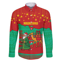 Mauritania Christmas Family Matching Short Sleeve Bodycon Dress and Hawaiian Shirt with Santa Claus Camel Gift Boxes Starry Sky and Desert Pattern Design - Wonder Print Shop