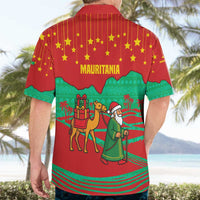 Mauritania Christmas Hawaiian Shirt with Santa Claus Camel Gift Boxes Starry Sky and Desert Pattern Design - Wonder Print Shop