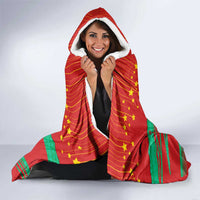 Mauritania Christmas Hooded Blanket with Santa Claus Camel Gift Boxes Starry Sky and Desert Pattern Design - Wonder Print Shop