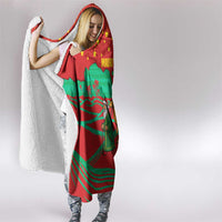 Mauritania Christmas Hooded Blanket with Santa Claus Camel Gift Boxes Starry Sky and Desert Pattern Design - Wonder Print Shop