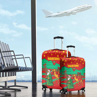 Mauritania Christmas Luggage Cover with Santa Claus Camel Gift Boxes Starry Sky and Desert Pattern Design - Wonder Print Shop