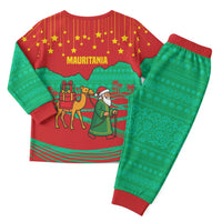 Mauritania Christmas Pajama Set with Santa Claus Camel Gift Boxes Starry Sky and Desert Pattern Design - Wonder Print Shop