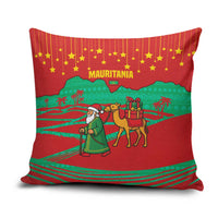 Mauritania Christmas Pillow Cover with Santa Claus Camel Gift Boxes Starry Sky and Desert Pattern Design - Wonder Print Shop