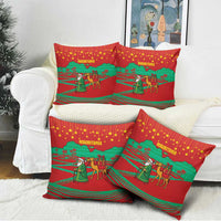 Mauritania Christmas Pillow Cover with Santa Claus Camel Gift Boxes Starry Sky and Desert Pattern Design - Wonder Print Shop