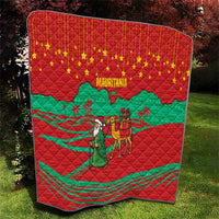 Mauritania Christmas Quilt with Santa Claus Camel Gift Boxes Starry Sky and Desert Pattern Design - Wonder Print Shop