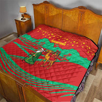 Mauritania Christmas Quilt with Santa Claus Camel Gift Boxes Starry Sky and Desert Pattern Design - Wonder Print Shop