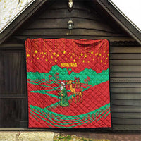 Mauritania Christmas Quilt with Santa Claus Camel Gift Boxes Starry Sky and Desert Pattern Design - Wonder Print Shop