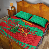 Mauritania Christmas Quilt Bed Set with Santa Claus Camel Gift Boxes Starry Sky and Desert Pattern Design - Wonder Print Shop