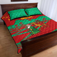 Mauritania Christmas Quilt Bed Set with Santa Claus Camel Gift Boxes Starry Sky and Desert Pattern Design - Wonder Print Shop