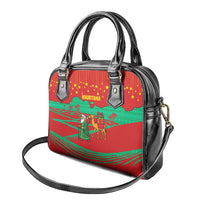 Mauritania Christmas Shoulder Handbag with Santa Claus Camel Gift Boxes Starry Sky and Desert Pattern Design - Wonder Print Shop