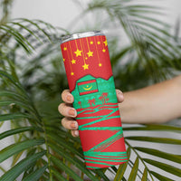 Mauritania Christmas Skinny Tumbler with Santa Claus Camel Gift Boxes Starry Sky and Desert Pattern Design - Wonder Print Shop