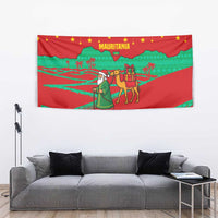 Mauritania Christmas Tapestry with Santa Claus Camel Gift Boxes Starry Sky and Desert Pattern Design - Wonder Print Shop
