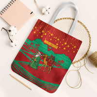 Mauritania Christmas Tote Bag with Santa Claus Camel Gift Boxes Starry Sky and Desert Pattern Design - Wonder Print Shop
