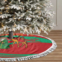Mauritania Christmas Tree Skirt with Santa Claus Camel Gift Boxes Starry Sky and Desert Pattern Design - Wonder Print Shop