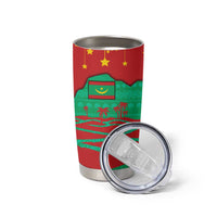 Mauritania Christmas Tumbler Cup with Santa Claus Camel Gift Boxes Starry Sky and Desert Pattern Design - Wonder Print Shop