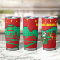 Mauritania Christmas Tumbler Cup with Santa Claus Camel Gift Boxes Starry Sky and Desert Pattern Design - Wonder Print Shop