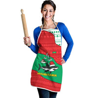 Mauritania Christmas Apron with Santa Sharks Festive Fish Pattern and Red Green Holiday Design - Wonder Print Shop