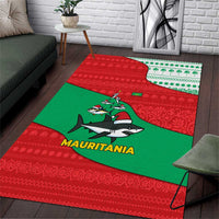 Mauritania Christmas Area Rug with Santa Sharks Festive Fish Pattern and Red Green Holiday Design - Wonder Print Shop