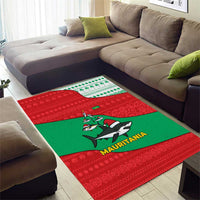 Mauritania Christmas Area Rug with Santa Sharks Festive Fish Pattern and Red Green Holiday Design - Wonder Print Shop