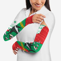 Mauritania Christmas Arm Sleeves with Santa Sharks Festive Fish Pattern and Red Green Holiday Design - Wonder Print Shop