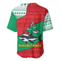 Mauritania Christmas Baseball Jersey with Santa Sharks Festive Fish Pattern and Red Green Holiday Design - Wonder Print Shop