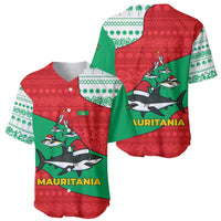 Mauritania Christmas Baseball Jersey with Santa Sharks Festive Fish Pattern and Red Green Holiday Design - Wonder Print Shop