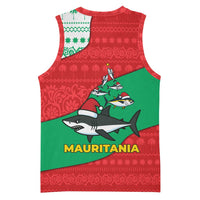 Mauritania Christmas Basketball Jersey with Santa Sharks Festive Fish Pattern and Red Green Holiday Design - Wonder Print Shop