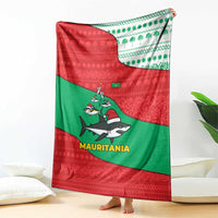 Mauritania Christmas Blanket with Santa Sharks Festive Fish Pattern and Red Green Holiday Design - Wonder Print Shop