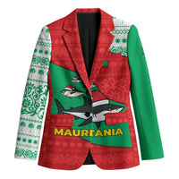Mauritania Christmas Blazer with Santa Sharks Festive Fish Pattern and Red Green Holiday Design - Wonder Print Shop