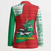 Mauritania Christmas Blazer with Santa Sharks Festive Fish Pattern and Red Green Holiday Design - Wonder Print Shop