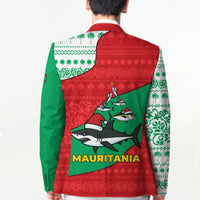 Mauritania Christmas Blazer with Santa Sharks Festive Fish Pattern and Red Green Holiday Design - Wonder Print Shop