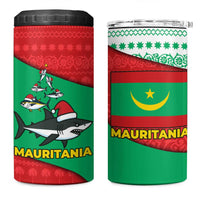 Mauritania Christmas 4 in 1 Can Cooler Tumbler with Santa Sharks Festive Fish Pattern and Red Green Holiday Design - Wonder Print Shop