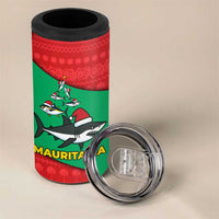 Mauritania Christmas 4 in 1 Can Cooler Tumbler with Santa Sharks Festive Fish Pattern and Red Green Holiday Design - Wonder Print Shop