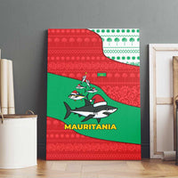 Mauritania Christmas Canvas Wall Art with Santa Sharks Festive Fish Pattern and Red Green Holiday Design - Wonder Print Shop