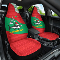 Mauritania Christmas Car Seat Cover with Santa Sharks Festive Fish Pattern and Red Green Holiday Design - Wonder Print Shop
