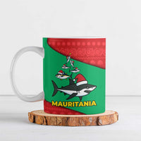 Mauritania Christmas Ceramic Mug with Santa Sharks Festive Fish Pattern and Red Green Holiday Design - Wonder Print Shop