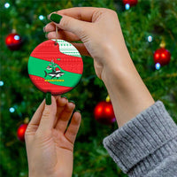 Mauritania Christmas Ceramic Ornament with Santa Sharks Festive Fish Pattern and Red Green Holiday Design - Wonder Print Shop