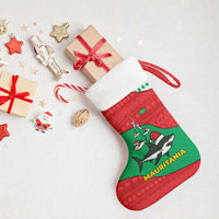 Mauritania Christmas Stocking with Santa Sharks Festive Fish Pattern and Red Green Holiday Design - Wonder Print Shop
