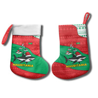 Mauritania Christmas Stocking with Santa Sharks Festive Fish Pattern and Red Green Holiday Design - Wonder Print Shop